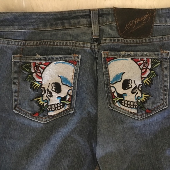 Ed Hardy Denim - HOST PICK- ED HARDY AUDIGIER Y2K EMBROIDERED JEANS/ SIZE 29/NEW CONDITION